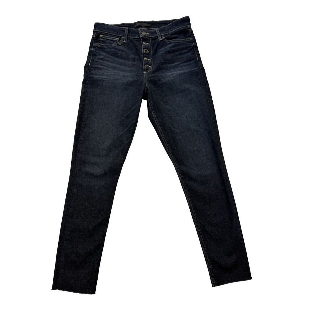 Joe’s Jeans The Charlie High Rise Skinny Ankle Womens 31 Dark Wash Raw Hem Denim